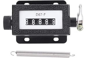 LIEBEWH Contador Mecánico de 5 Dígitos Contador Mecánico, Contador de Fardos para Empacadora Perilla del Contador Tally Contador Manual Reajustable Contador Negro con Resorte 0-99999