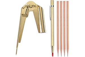 Belligern Scribing Compass, Scribe Tool, U Scribe Jig Scribing Tool for Woodworking with 1 Tungsten Carbide Tip Scriber, 4 Wooden Pencils