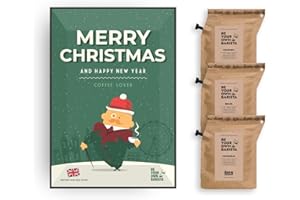 GROWER'S CUP Christmas Greeting Cards for Coffee Lovers – Includes 3 Premium Coffee Brewers with Gourmet Coffees of The World | Unique & Unusual Hamper Style Letterbox Gift Idea for Men & Women