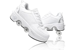 MLyzhe Deformation Roller Shoes Male and Female Skating Shoes Adult Children's Automatic Walking Shoes Invisible Pulley Shoes Skates with Double-Row Deform Wheel…