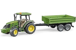 bruder 02108 - John Deere 5115 M con remolque - 1:16 Juguete, Granja, Agricultura, Tractor, Cabeza tractora, Bulldog, Vehículo de remolque, Volquete