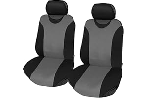 Auto Accessori Lupex Coprisedili per auto Universali, tessuto poliestere, set fodere protezione sedili, copertura adattabile, No Suv (Coppia Anteriore, R1 - Grigio)