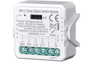 CLOUD EVEN ZigBee interruttore tuya intelligente Mini DIY rf modulo switch luci compatibile con Smart Life/Tuya app, Alexa e Google Home,2 Gang funziona con hub gateway zigbee 3.0 220v-240v (CL-ZBSEC02)