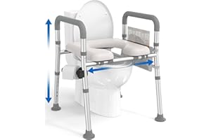 ‎HOMLAND HOMLAND Erhöhter Toilettensitz mit Griffen, Toilettensitzerhöhung für Senioren mit verstellbarer Höhe und Breite, Toilettenerhöhung für ältere Menschen, Schwangere, passend für jede Toilette