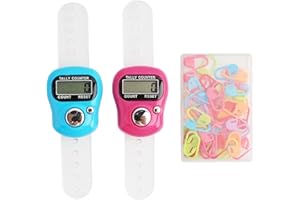 SOPWMAP 2 Pezzi Mini Contatore Delle Dita, Mini Contatore Elettronico con Display LCD Portatile 50 Segnapunti Colorati per Maglia e Uncinetto, Ideali per Golf e Sport, Mini Contatori Digitali Portatili