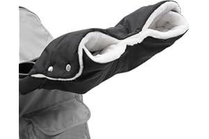 Uzepie Pram Hand Muff, Pram Gloves Baby Stroller Warm Gloves Baby Stroller Hand Warmer Waterproof Windproof Frostproof Thickened Warm Baby Stroller Hand Mask (Black)