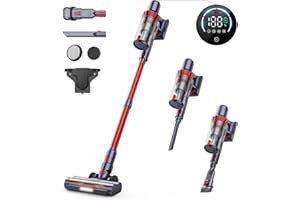 HONITURE S13 Cordless Vacuum Cleaner 450W Stick Vacuum Cleaner with LCD Touch Screen, Max 50mins Detachable Battery, 6 in 1 Lightweight Handheld Vacuum for Hardwood Floor Carpet Pet Hair Car Stair