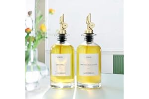 Bouteille 350ml 2pack, Distributeur D'huile D'olive Vinaigriers et 35 étiquettes, Flacons Verre Et Bec Verseur Sans Goutte Pour Cuisine, Récipient à Condiments Liquides