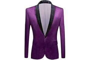 PYJTRL Mens Fashion Velvet Suit Jacket Slim Fit Blazers