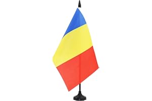 Chad Table Flag 5'' x 8'' - Chadian Desk Flag 21 x 14 cm - Black plastic stick and base - AZ FLAG