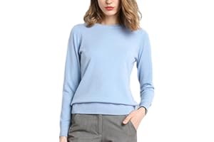 BIUBIULOVE FA Cashmere Crew Neck Sweater, Cashmere Sweaters for Women, Cashmere Long Sleeve Crew Neck Soft Warm Pullover Knit Jumpers