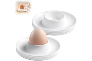 GICCTYBLE Set di 6 Portauova Impilabili in Plastica Bianca – Porta Uovo alla Coque per Colazione, Cucina, Campeggio e Picnic