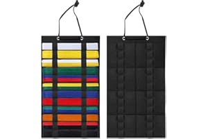 SAMHENG Martial Arts Belt Holder, Black Karate Taekwondo Belt Organizer for 12 Belts, Wall Hanging Martial Arts Belt Display Holder for Kids Adults, Wall Belt Hanger for Martial Arts Karate Taekwondo Learners