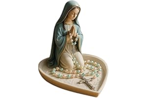 FLKWOP Virgin Mary Rosary Holder，Elegant Our Lady Prayer Rosary Box Religious Gift Catholic Gift Suitable For Bedroom Living Room Office Desktop Decoration Also Suitable For Personal Devotional