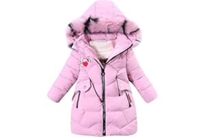 linboo Enfant Fille Manteau d'Hiver Doudoune Chaud Veste à Capuche Fourrrure Parka Rembourré Blouson Imprimé Lettre LOVE