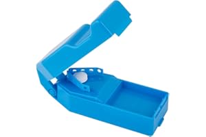 Ezy Dose Pill Cutter and Splitter with Storage, Cuts Pills, Vitamins, Tablets, Stainless Steel Blade, Travel Sized, Assorted Colors (67767)