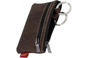 Simaru Schlüsseletui Schlüsseletuis Schlüsseltasche aus Kork mit Zwei Reißverschlüssen Vegan Made in EU (Braun)
