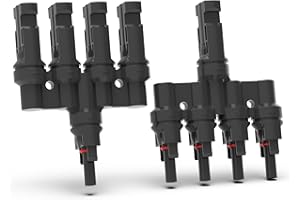 Sudoo Connettori a T per Pannelli Solari 4 a 1, Coppia - Adattatore Parallelo per Fotovoltaico