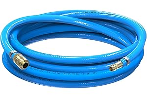 AUPROTEC Auprotec - Set di tubi per aria compressa, 10 mm, diametro interno, 5 m, tubo flessibile in PVC, con attacco rapido in ottone per compressore ad aria compressa, altamente flessibile