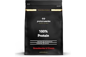 THE PROTEIN WORKS Protein Works - 100% Protein Powder, 50 Servings, Quad Protein Blend, Low Calorie, Low Fat Protein Shake, Phased Protein Release, Strawberries 'n' Cream, 1.25kg