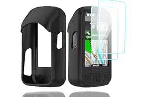 Braleto Coque en silicone + 2 films de protection d'écran compatibles avec Wahoo ELEMNT Bolt V2,9H Dureté Verre Film de protection d'écran GPS Vélo Ordinateur Accessoires (Noir)
