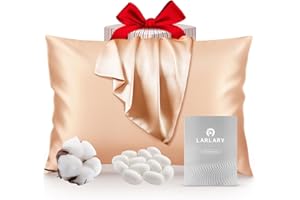 Larlary Jedwabna poszewka na poduszkę (50 x 75 cm, 1 sztuka), 90% jedwab, 10% bawełna, ochrona włosów, chroni skórę, wspomaga sen (pomarańczowa)