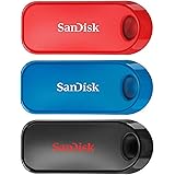 SanDisk 32GB Cruzer Snap USB Flash Drive, 3-pack, Black/Blue/Red