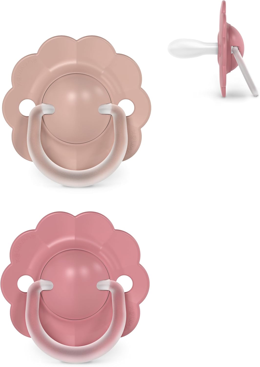 Suavinex, Pack 2 Chupetes Bebés 6/18 Meses, con Tetina Fisiológica de Silicona SX Pro, Simétrica, Plana y Flexible, Respeta el Desarrollo Bucodental, con Anilla, Evita Rozaduras, Wonder Rosa
