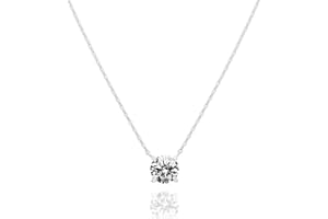 PAVOI 14K Gold Plated Crystal Solitaire 1.5 Carat (7.3mm) CZ Dainty Choker Necklace | Gold Necklaces for Women