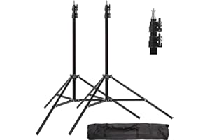 HWAMART Pair of Photography Light Stand for Professional Photo Studio photolamps Light Stand 2m 6.6 feet Adjustable Flash Continuous Light Stand