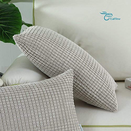 CaliTime Kissenbezüge Kissen Shells Cord Gestreift 30cm X 50cm Taupe - 4