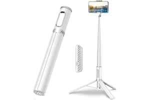 TONEOF 152cm Automatica Bastone Selfie Treppiede, Tutto in 1 Treppiede Smartphone Estensibile in Alluminio con Telecomando Wireless Selfie Stick Treppiede portatile per iPhone e Android-Bianco