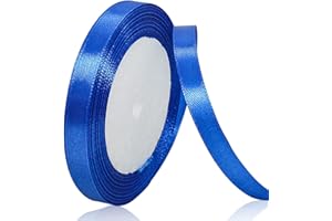 XMASOLDECOR Ruban de Satin Bleu 10mm x 22m, Ruban Satinée pour Emballage Cadeau, Couture, Artisanat, Ballon, Bouquet de Mariée, Décoration de Mariage
