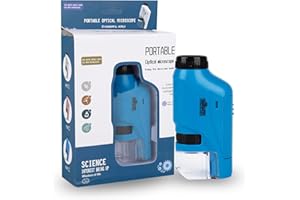 GUKASXI 60X-120X Portable Kids Microscope Mini Pocket Microscope with LED Light - High Definition for Gift, Educational Toy, Home Study Preschool (Blue)