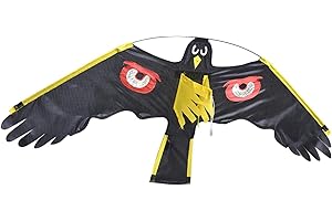 QUTALMI Cerf Volant Volant Bird Hawk, Cerf Volant Effaroucheur D'oiseaux Avec Plume Réfléchissante, Répulsiff Effaroucheur Pigeons, Effaroucheur D'oiseaux Pour Balcon, Arbres Fruitie , Potager(Pas De Poteau)