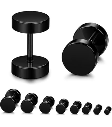 Orecchini A Disco In Acciaio Nero: Orecchini A Perno Da Uomo - Sole Nero - Italia - Foto 12