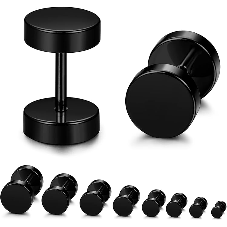 Boucles D'oreilles Faux Tunnel Zirconium Vert - 8mm, Vis, Acier Inoxydable, Hypoallergénique - Unisexe