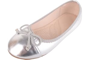 Absolute Footwear Childrens Kids Girls Slip On Glitter Sparkly Ballet Style Pump Shoes with Bow Design