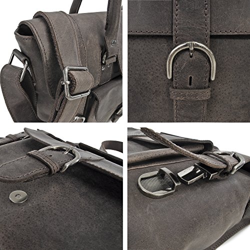 URBAN FOREST, Cntmp, Leder, Handtaschen, Messenger Bag, Businesstaschen, Aktentaschen, Laptoptaschen, Notebooktaschen, Umhängetaschen, DIN-A4, Natur-Leder, 39x29x10cm (B x H x T) - 4