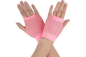 HD Novelty Fingerless Fishnet Gloves Diva Women Black 80s Retro Vintage Nylon Stretchy Mesh Gloves for Kids Girls Dance Disco Costume Parties Supplies Accessories