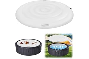 CLYFANESY 160cm Aufblasbare Whirlpool Abdeckung, Runde Whirl Poolabdeckung mit Griffen, Aufblasbare Badewannenabdeckung, Winddicht Regendichtem Schneebedeckter Aufblasbarer Deckel, Energiesparende Spa Abdeckung