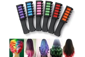 LIZZIE JACOBS New 6 Pack Hair Colour Combs Temporary Hair Dye Marker Hair Chalk Gift For Women Adults Children Girls Kids for Halloween Christmas Decoration Birthday Party Carnival Cosplay Makeup Washable Hair Dye