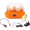 Egg Incubators for Hatching Egg with Automatic Turner, Holds 6 Chicken Eggs Temperature Control Chickens Quail Egg Incubator Humidity Monitoring Incubators for Farm Poultry Duck (Yellow)