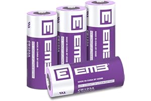 EEMB Pile CR123A Lithium 3V Lot de 4 Piles CR123 CR123A CR17345 1700 mAh Longue Durée Haute Performance pour Lampe de Poche, Instrument Intelligent, Microphone etc