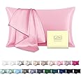 Natural Mulberry Silk Pillowcase for Hair and Skin Queen Size 20"X30" Silk Pillow Case with Hidden Zipper Soft Breathable Smooth Cooling Silk Pillow Covers for Sleeping(Pink,Queen,1Pcs)