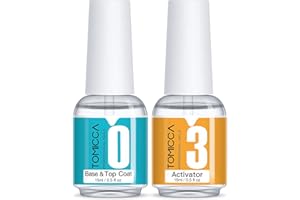 TOMICCA Dipping Top & Base Coat and Activator Large Capacity Liquid Set 2x15ml Dip Powder System Starter Kit No UV/LED Dip Manicure Set of Liquids for Dipping Powder Nail Polish