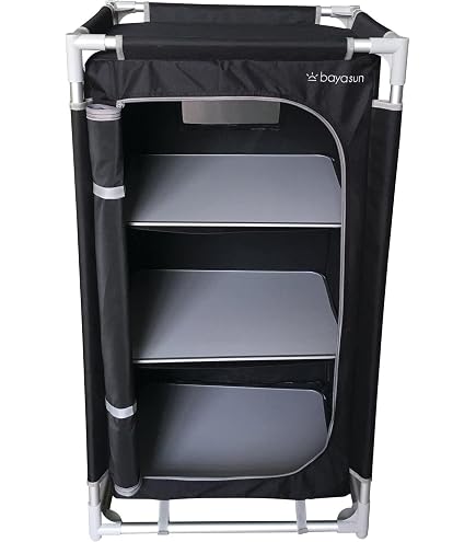 Meuble De Cuisine Camping TRIGANO – Beige Taupe, Tissu 600D, Armature Alu 25 Mm, 3 Poches, étagères, Poids 8,1 Kg