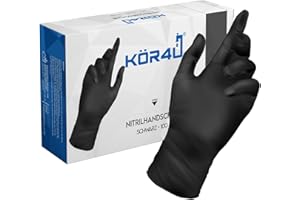 kör4u Rękawice nitrylowe, czarne, M, 100 sztuk, bez talku, bez lateksu, bardzo mocne, jednorazowe, do kontaktu z żywnością