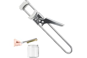 FAGENT Abridor de Tarros Ajustable de Acero Inoxidable, Longitud 20cm Auxiliar de Abrelatas, Abrelatas Manual Multifuncional Ajustable, Abrelatas de Palanca Antideslizante para Diferentes Tapas