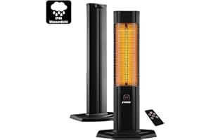 PHÖNIX GERMANY Phönix PCH-2000S Infrarot Carbon Standheizstrahler mit Fernbedienung | IP44 Wasserdicht | Heizstrahler Terassenheizung | Für Indoor & Outdoor | 2000 Watt | Abdeckhaube & Thermostat & 3 Stufen & Timer